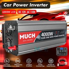 4000W Pure Sine Wave Power Inverter 12V 24V DC 12V to 110V AC with LCD US Stock