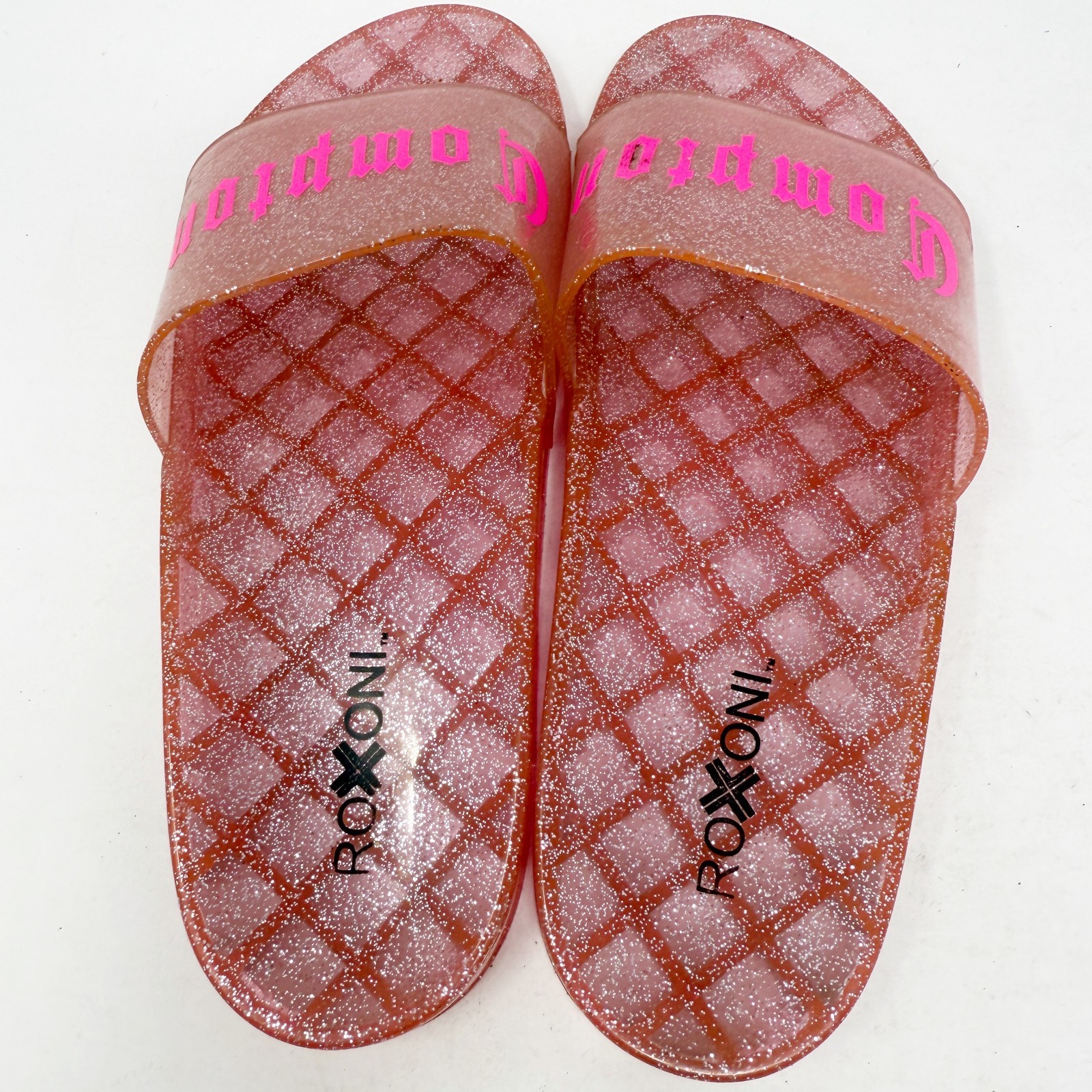 Roxoni Pink 'Compton' Jelly Slides Sandals Women Size 9 Glitter Pool Beach