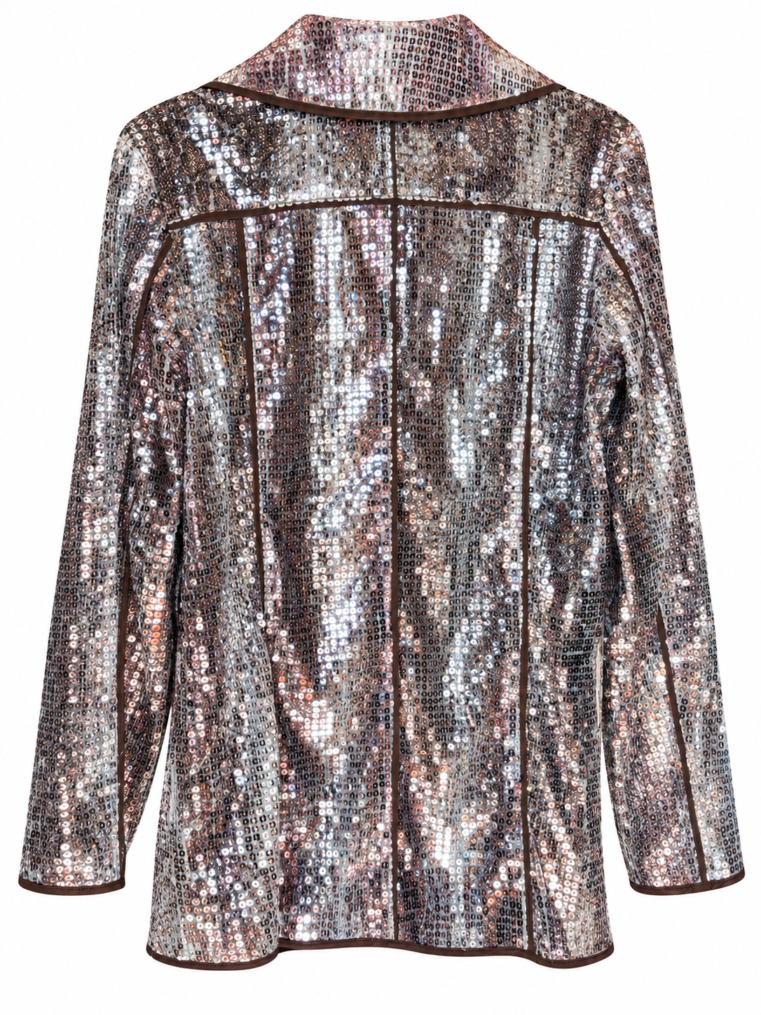 Silver Rhinestone Jacket Chico's Sequin Blazer Jacket Silver Brown Lining Women's Size 0 Pockets ...