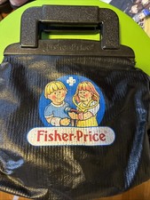 Fisher Price 1987 Vintage Black Medical Kit Bag Supplies Doctor Nurse Kids Toy