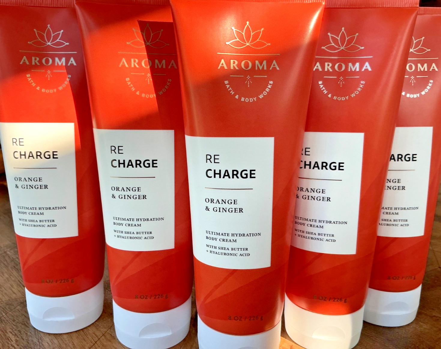 5 (FIVE) ORANGE GINGER 8oz Shea & Hyaluronic Acid CREAM Bath and Body Works