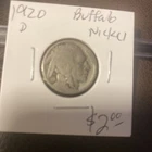 1920 D Buffalo Nickel. $2