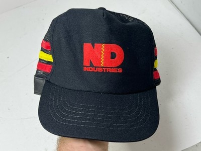Vintage ND Three bar three stripe mash trucker hat read Snap Back