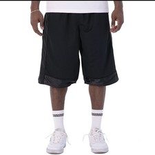 Pro Club Men's Heavyweight Casual Gym Sports Basketball Mesh Shorts BLACK SZ XL