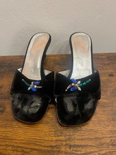 Giuseppe Zanotti Vicini Black Velvet Crystal Jewel Kitten Heels