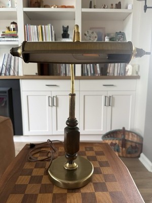 Vintage Gold Brass Colored Adjustable Banker s Lamp Piano Art Deco MCM