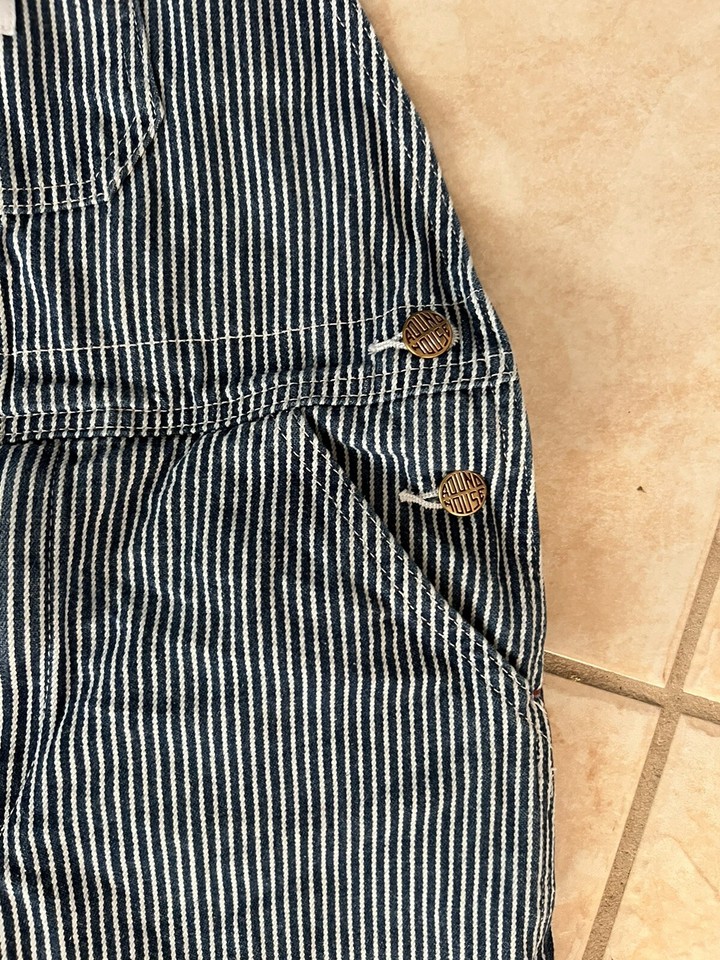 Round House Hickory Stripe Denim Bib Overalls Youth Size 10 eBay