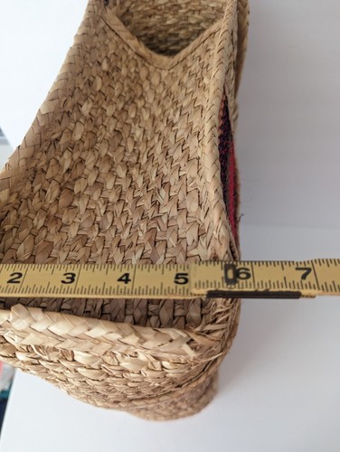 Bolso de Colección Tejido Paja Bolso Cartera Sarape Grande Playa Viajes Años 70 Boho - Imagen 12 de 14
