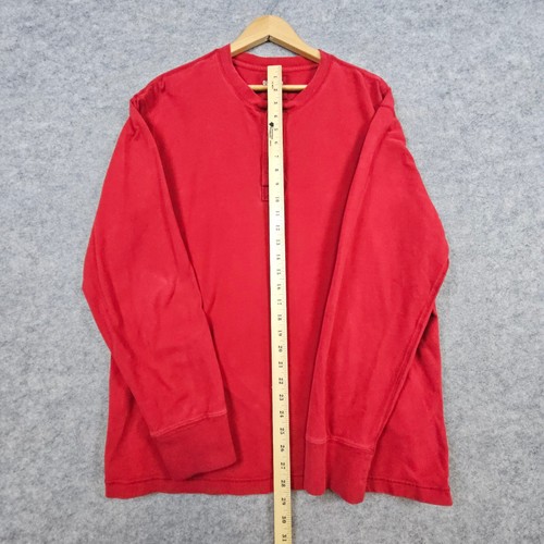 Old Navy Herren rotes Langarm Henley Hemd Gr. XL 100% Baumwolle schwere dicke Punkte - Bild 8 von 10