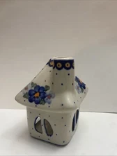 POLISH POTTERY Aroma Warmer House Shaped Tea Light Holder Vena 5"