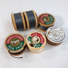 Vintage Coats & Clark Pure Silk Twist Thread Wood Spools Talon buttonhole size D