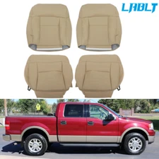LABLT Leather Seat Cover Front Bottom Lean Back Tan For 2004-2008 Ford F150
