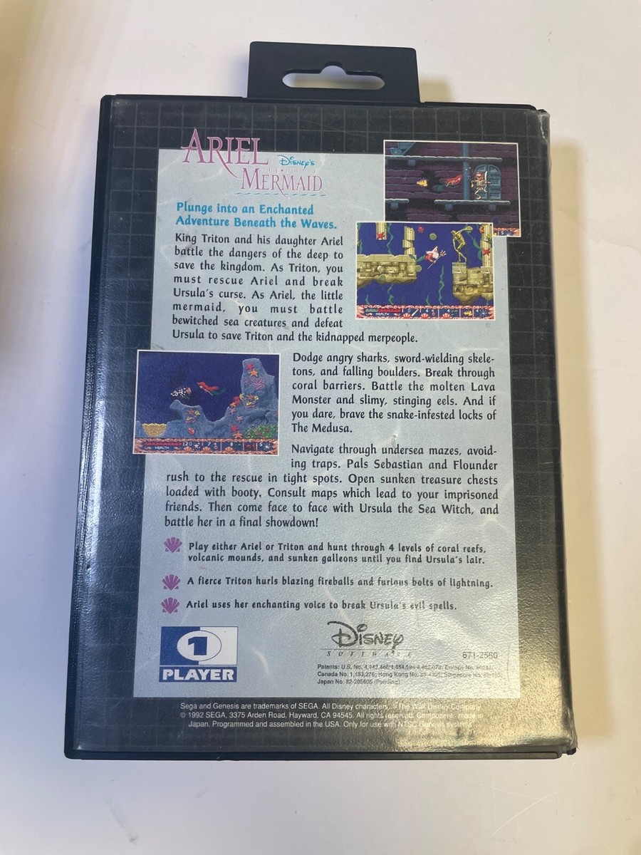 Ariel The Little Mermaid (Sega Genesis) Authentic W/ Case No