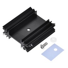 34x25x12mm TO-220 Aluminum Heatsink for MOSFET Transistor with 2 Pin Black 6pcs
