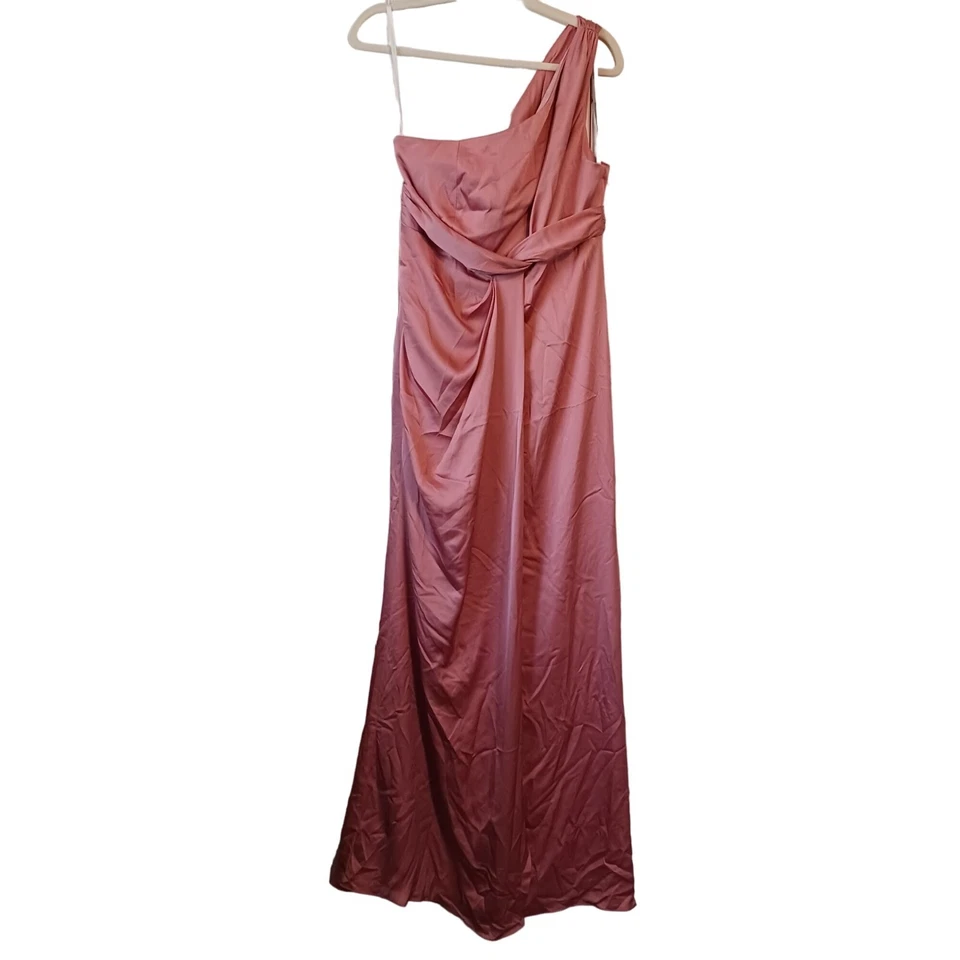 NUEVO Vestido Dessy Collection Un Hombro Drapeado Cintura Imperio en Rosa del Desierto, 10 Foto 3 de 4