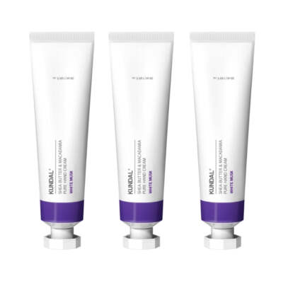 Kundal Sheabutter & Macadamia Reine Handcreme Weißer Moschus 50ml * 3 Stück -...