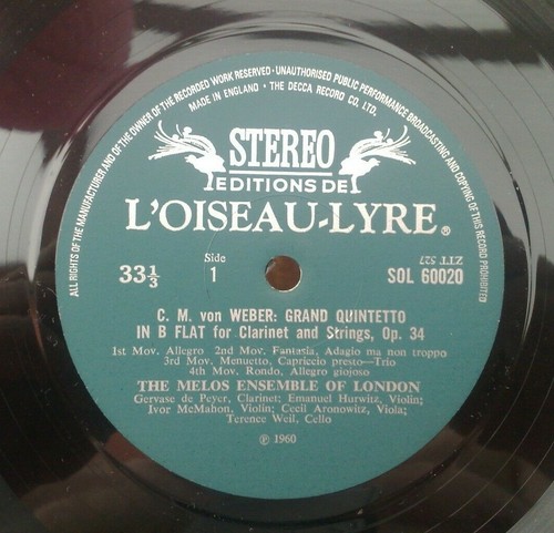 MELOS ENSEMBLE OF LONDON " WEBER / MOZART " NMINT VINYLED UK L'[ORISEAU-LYRE - Picture 3 of 11