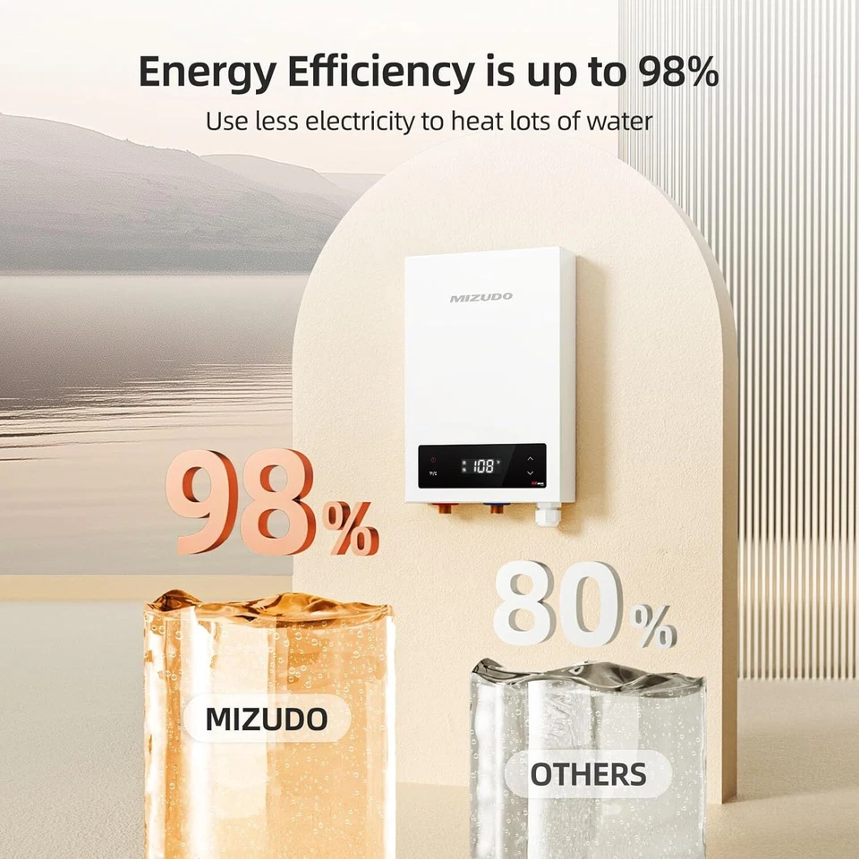 Calentador de agua eléctrico sin tanque 8000 W pantalla LED caldera instantánea bajo demanda Foto 4 de 4