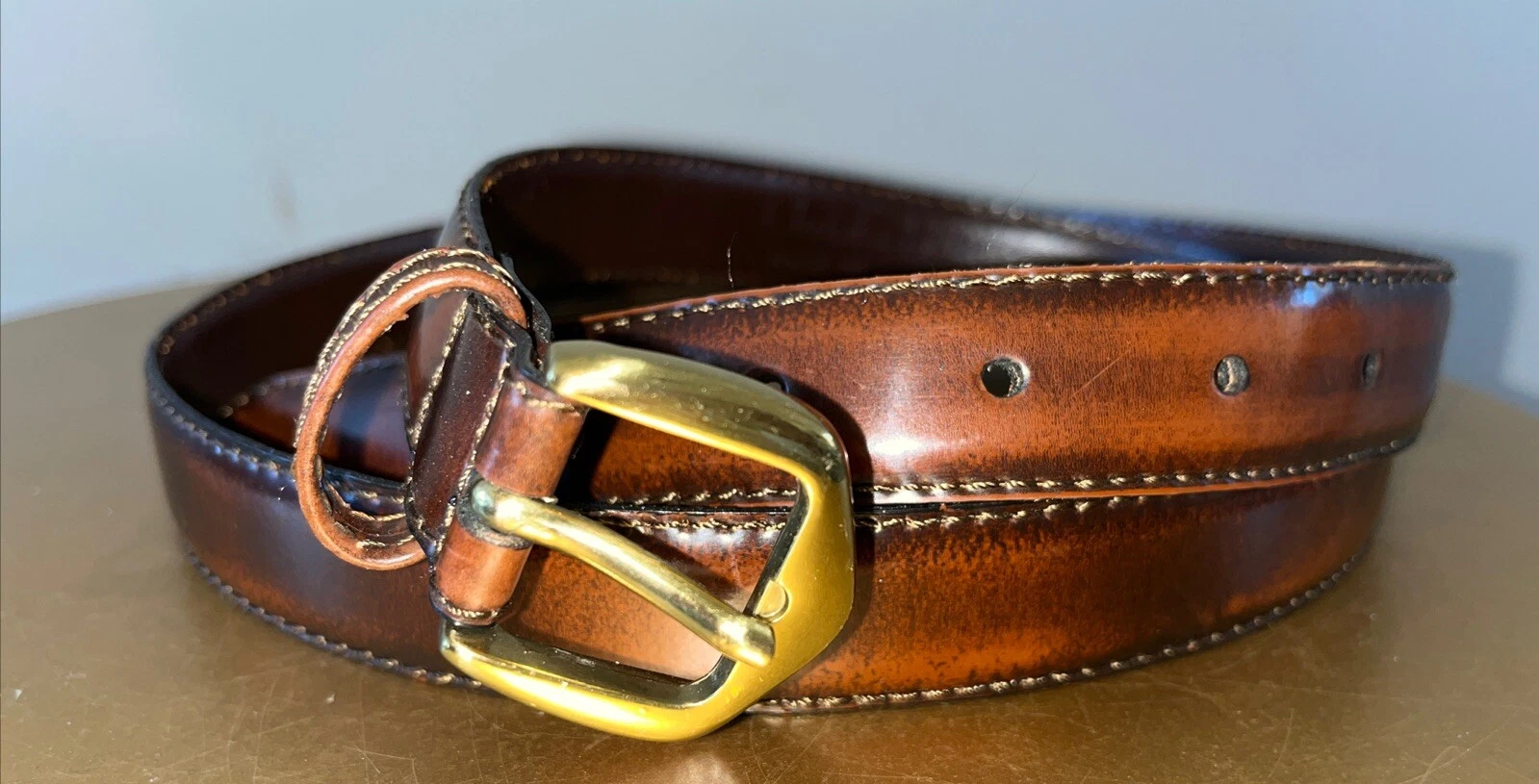 Ceinture homme vintage Christian Dior cuir fendu taille 40/100 marron Espagne
