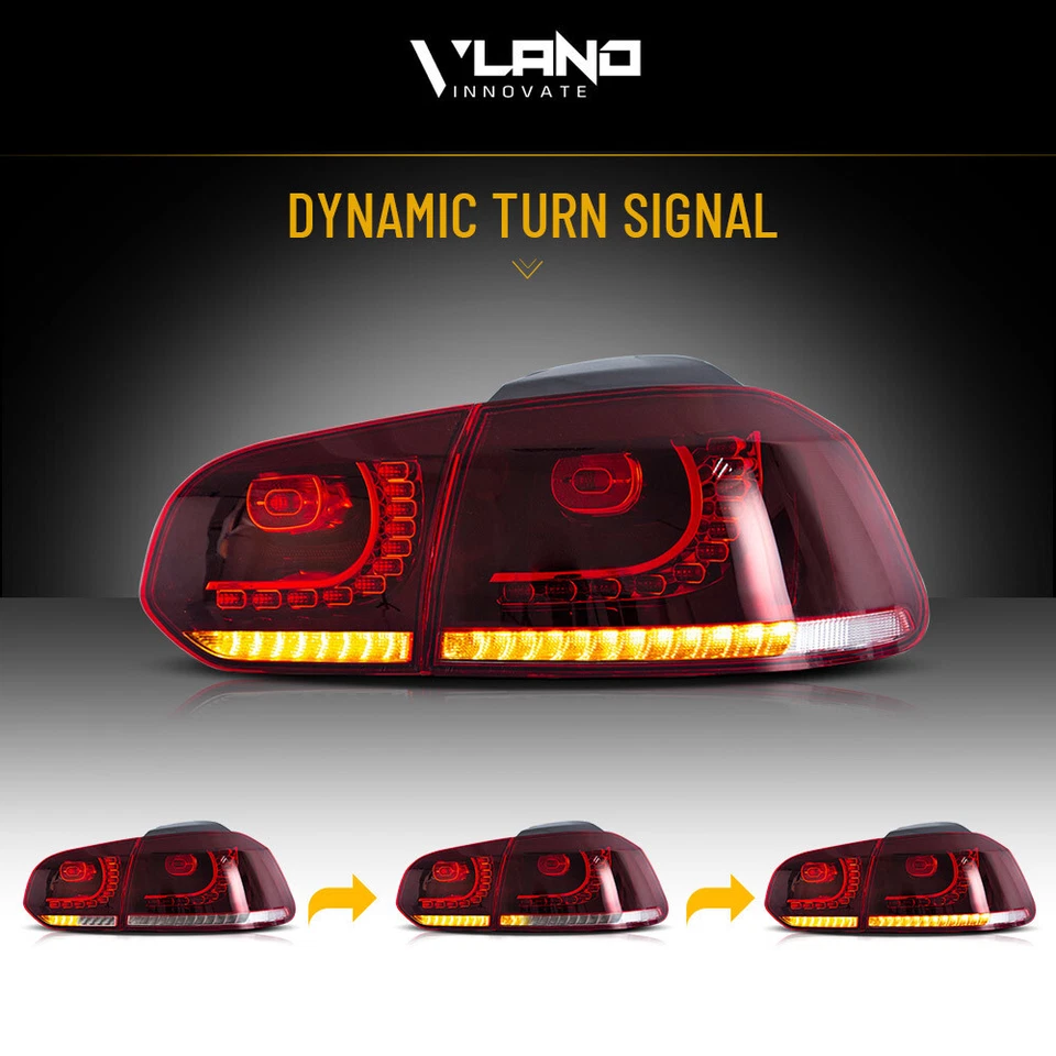 Luces traseras LED VLAND para VW GOLF MK6 GTI R 2010-2013 luz trasera roja cereza Foto 4 de 4