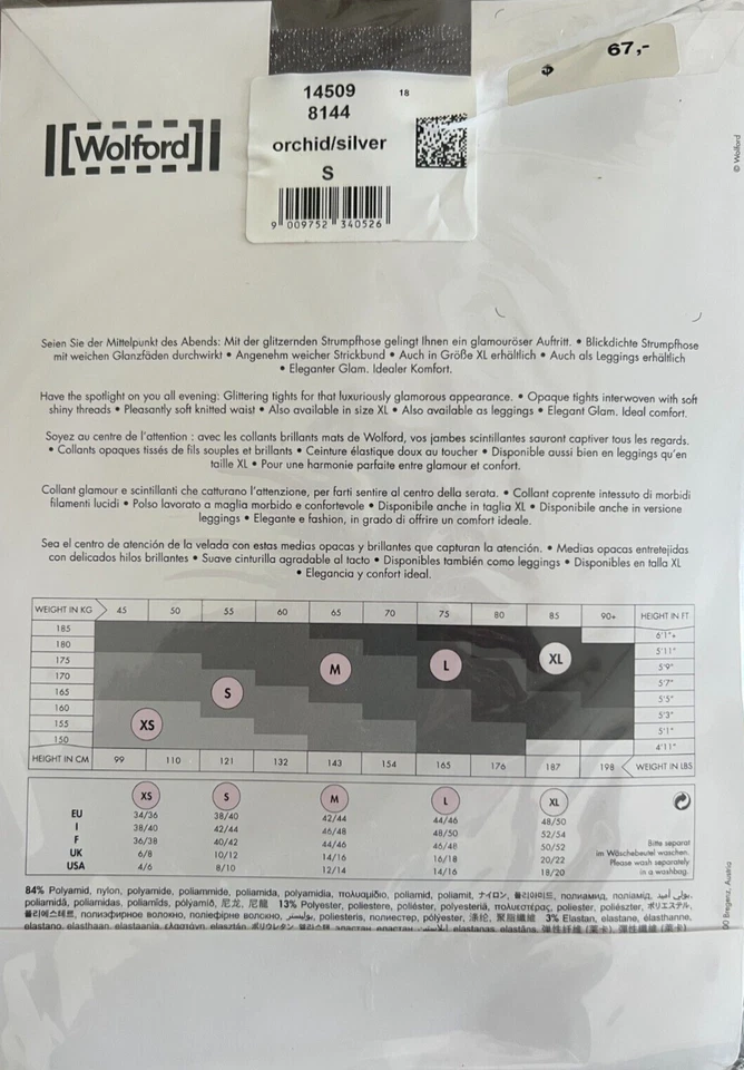 Medias Wolford Stardust Orquídea/Plata 14509 Talla Pequeña - NUEVAS - RARAS Foto 2 de 2