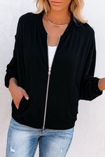 Nwt Lovestitch Too Soft Pocketed Bomber Black Jacket, Size S