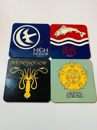Game of Thrones - Set of Four Sigil Cork Back Coasters - HBO Dark House Deluxe - Picture 2 of 8