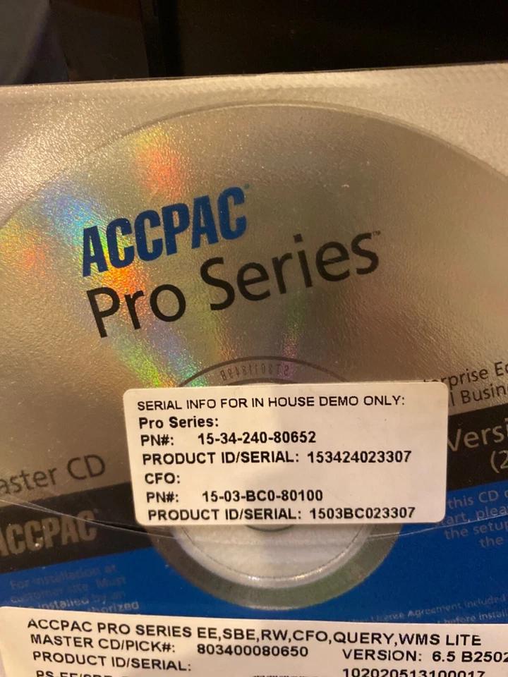 NEW ACCPAC Pro Series 6.5 EE, SBE, CFO, Query, WMS, INFO. Master CD. All module - Image 2 of 3