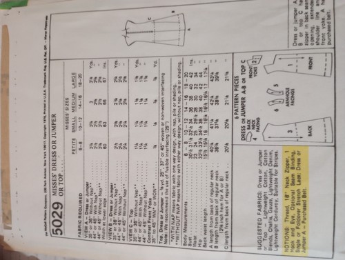 McCall's Extra Carefree Sewing Pattern 5029 Uncut Misses' Dress Jumper Top 1976 - Picture 5 of 7