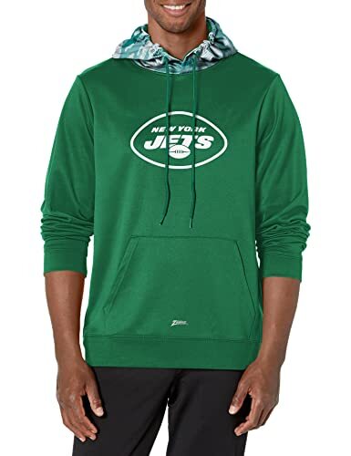 Толстовка с капюшоном Zubaz NFL Mens New York Jets Team Color Camo с задней панелью