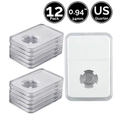 12 Pack 24mm Slab Coin Holder 4 US Quarter Dollar w/ Flexible Variation Options