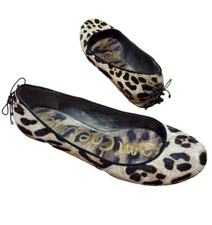 Sam Edelman Joya Leopard Calfhair Corset Heel Flats Size 6.5 M
