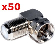 50 Pack Lot - F Type Right Angle 90 Degree M/F Coax Cable TV Adapter Connector