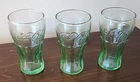 Set of 3 Vintage Libbey Mini Green Glass 4.5” Coca Cola 6oz Fantastic Condition