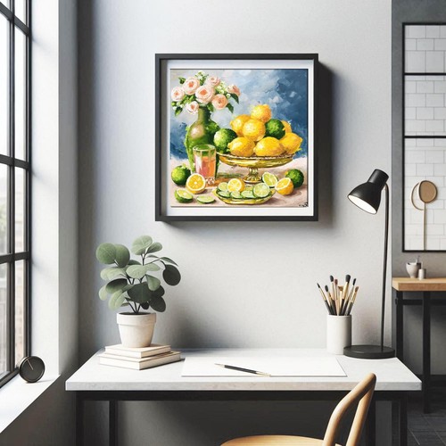 Pintura Limón Decoración Limones Arte Cocina Bodegón Original Arte de Pared 12 x 12" - Imagen 13 de 13