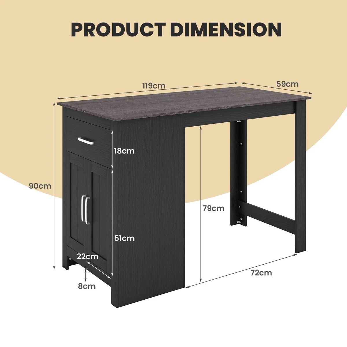 Rectangular Pub Dining Table Kitchen Counter Height Bar Table w