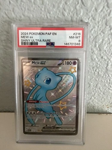 Pokémon TCG Mew EX 216/091 Paldean Fates Full Art Shiny Ultra Rare PSA 8