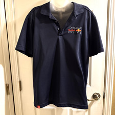 Oracle Red Bull Racing Polo Shirt VERY GOOD Men Dark Blue Short Sleeve Authentic