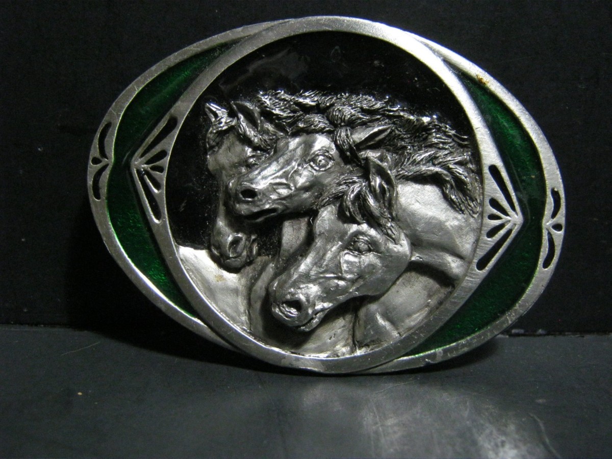 Outstanding Vintage Heavy Artisan Handcrafted Unique Brass Horse Belt Buckle Solid Brass Belt Buckle, Standing Horse Design, Antique  main image 4