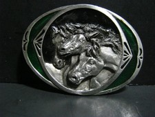 VINTAGE - BRASS - HORSES - BELT BUCKLE