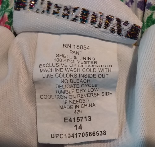 Tween Diva Pants Kids Sz 14 Floral Sheer With Shorts Lining Elastic Waist EUC - Picture 5 of 8
