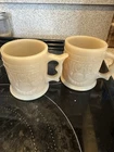 Vintage 1980s Whataburger Nickel Coffee Promotional Mugs Butterscotch Milk Glass