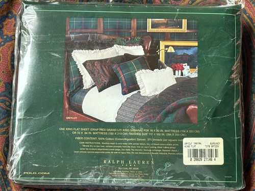 RAR! NEU Ralph Lauren * KING FLACHES LAKEN Greycliff TARTAN Bergundy Satin KARIERT - Bild 7 von 10
