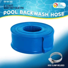 U.S. Pool Supply Pool Backwash Hose 2" x 50' - Heavy Duty Pool Drain Hose