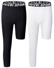 Youth Boys Girls One Leg Compression Pants for Basketball Football Kids 3/4 T...