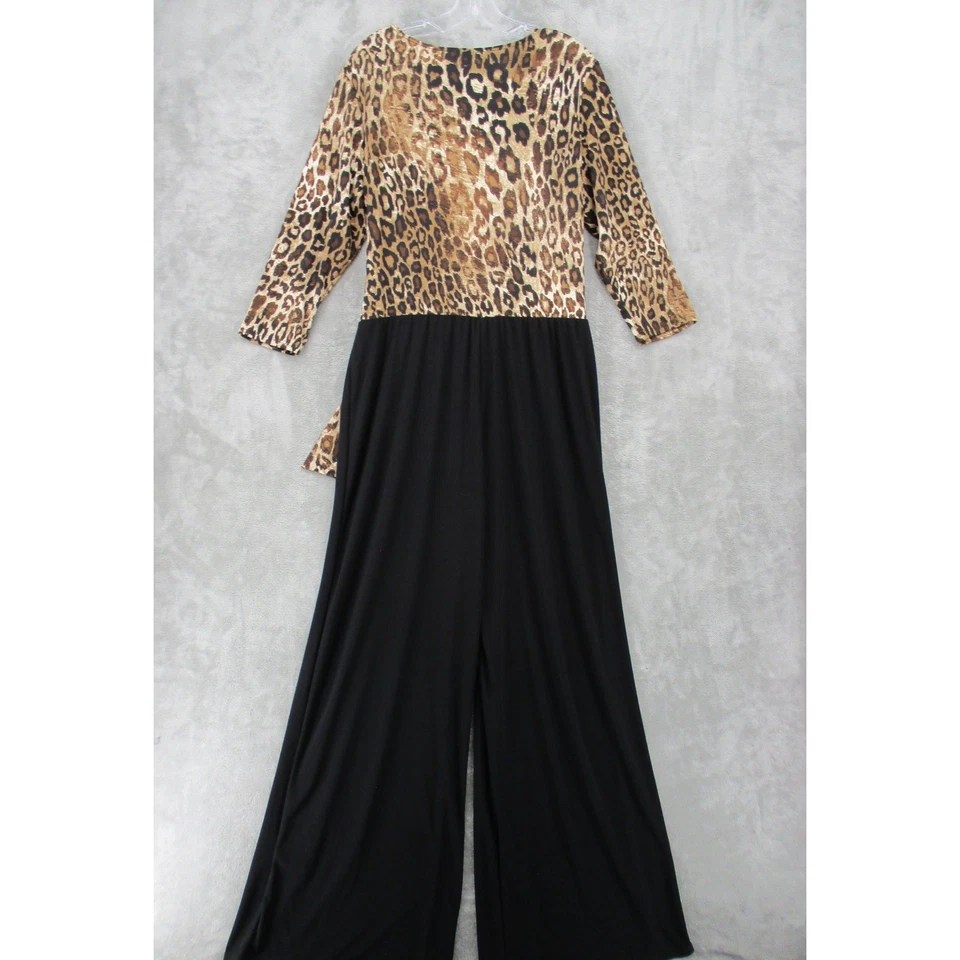 Mono ROZ ALI XL Estampado de Leopardo Imitación Envoltura Pierna Ancha Elastizado Tejido Evento Corbata Lateral Foto 2 de 4