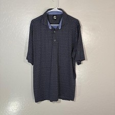 FootJoy Polo Shirt Mens Large Blue Geometric Golf Performance Short Sleeve