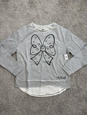 Disney Parks Sweatshirt Womens M Grey Minnie Mouse Bow Long Sleeve Cut Outs NWT