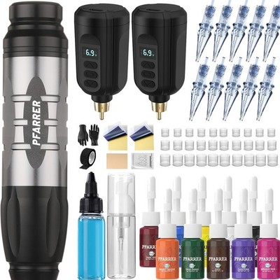 Tattoo Maschine Set 1500mAh Akku LCD Digital 10PCS Zubehör