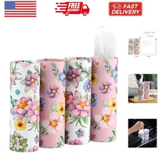 200 Sheets of 3-Ply Travel Tissues - Pink Cylinder Holder Extra Pack of 4